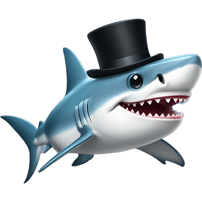 Shark with a top hat emoji