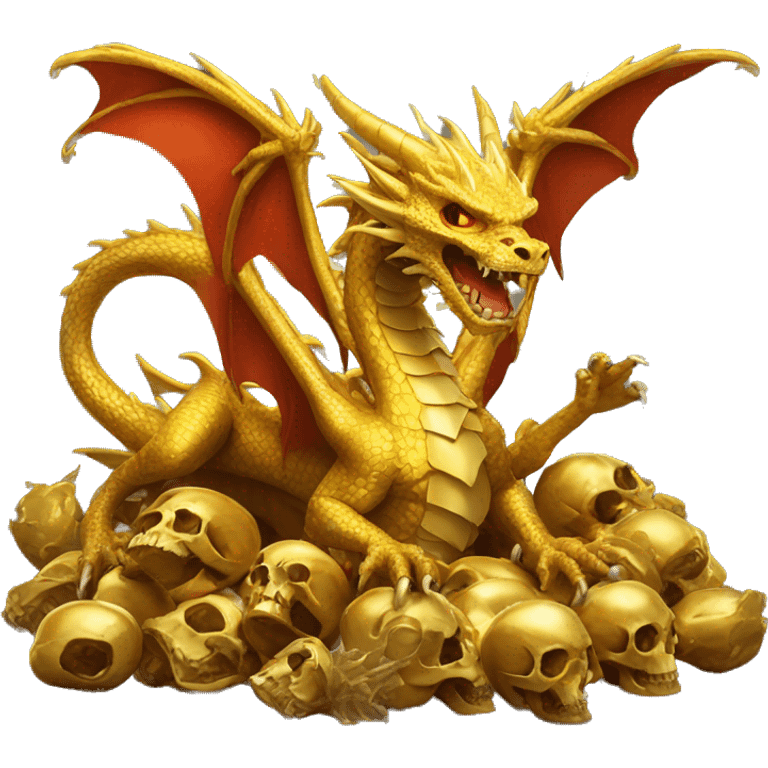 Golden dragon hoarding skulls emoji