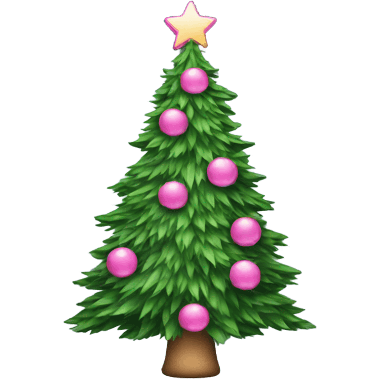 a christmas tree with pink bow on the top  emoji