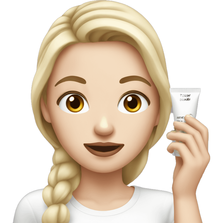 white girl applying cream on face emoji