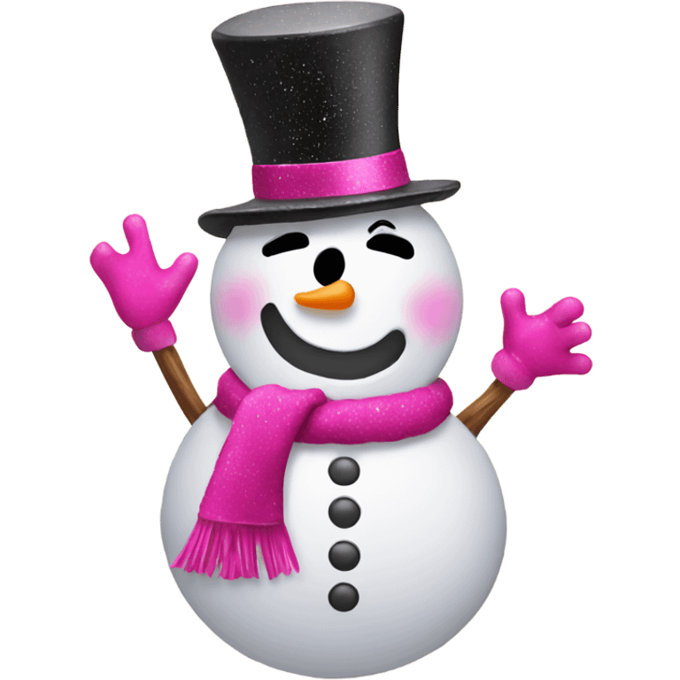 Hot pink snowman with glitter  emoji