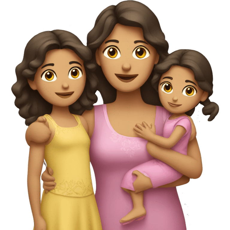 Hispanic mother with her two daughters emoji