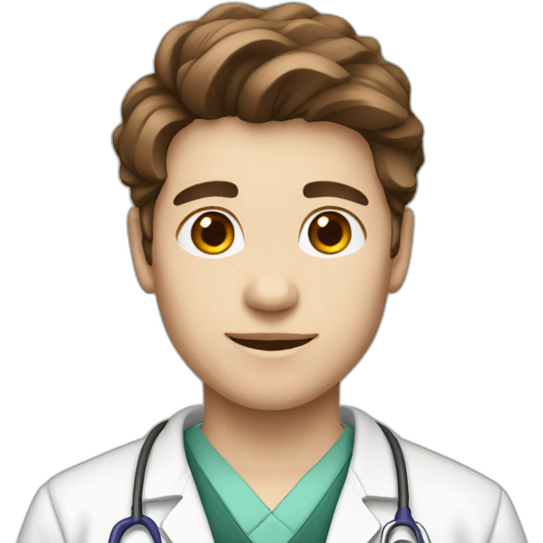 young male medical student with white skin and brown hair emoji