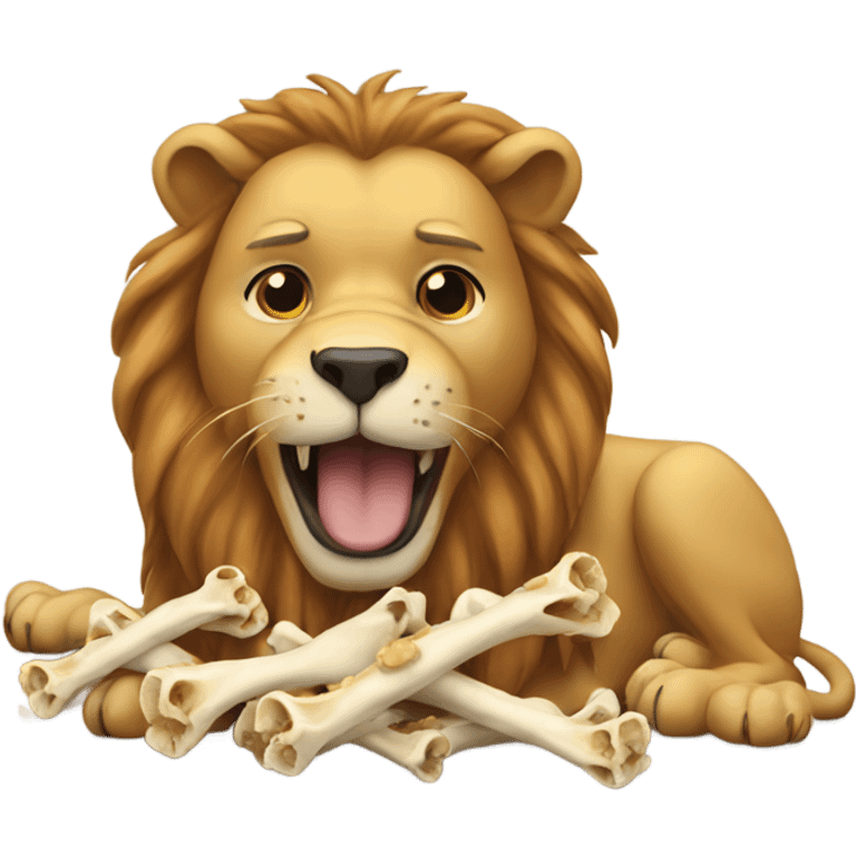 Lions eating dog bones emoji