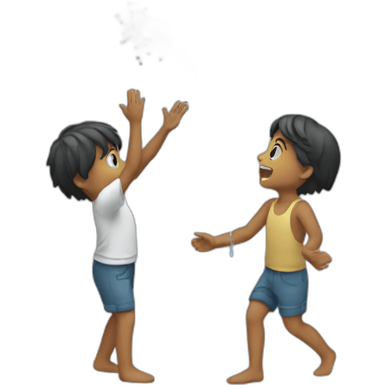 Kids throwing water at each other  emoji