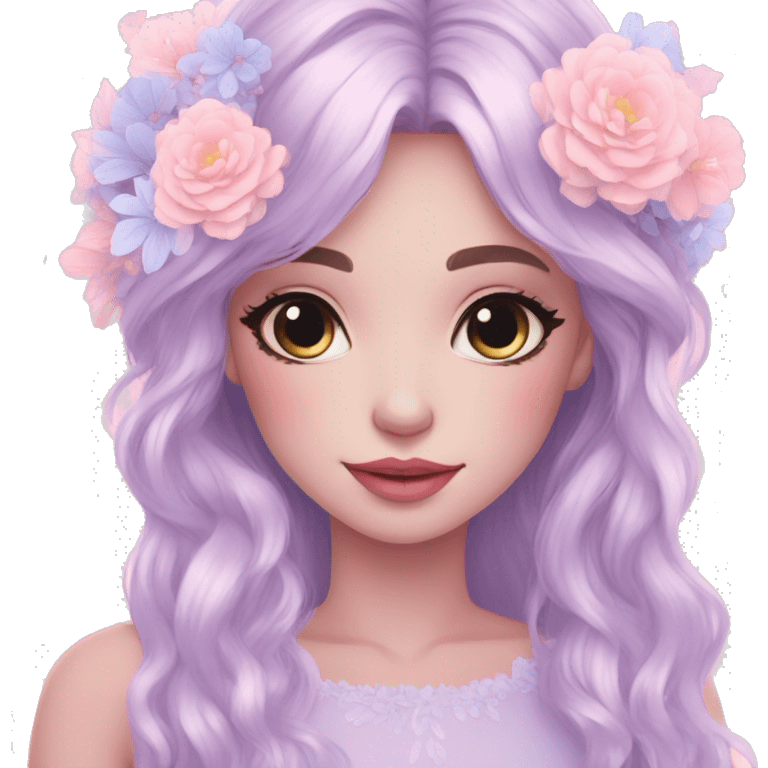 Dreamy pretty pastel flower girl aesthetic emoji