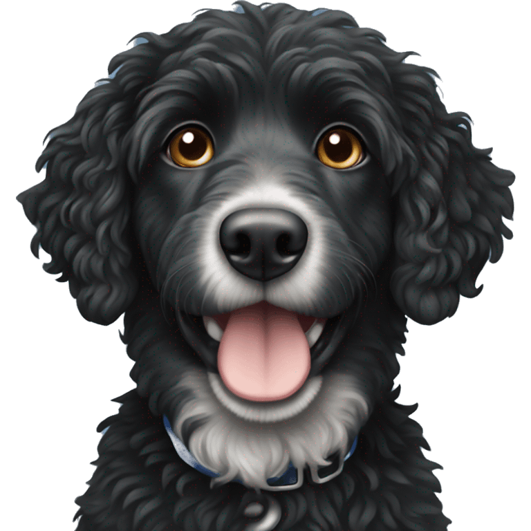 Black Aussie doodle with blue eyes emoji