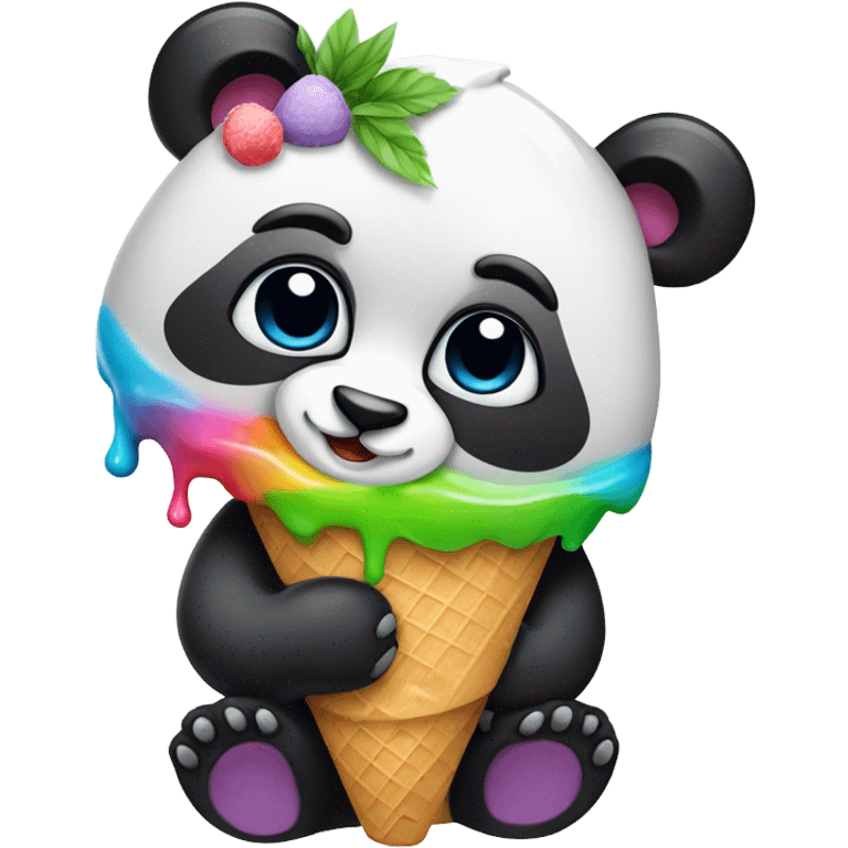 Panda eating ice cream emoji