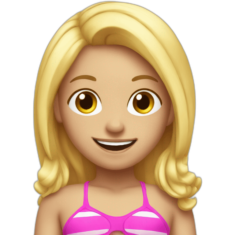 happy girl with blond hair and bikini emoji