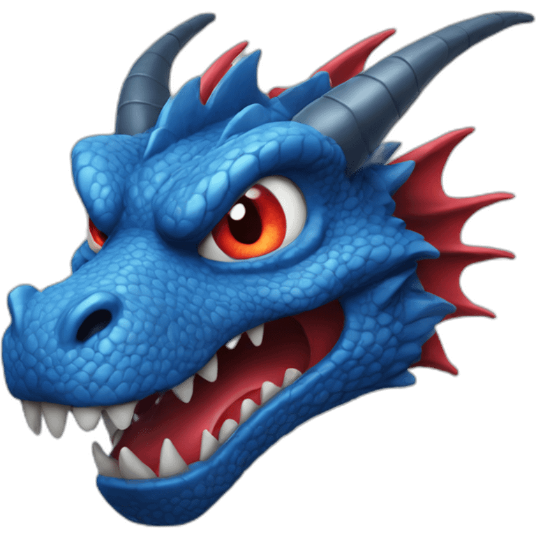 angry face blue dragon with red eyes emoji