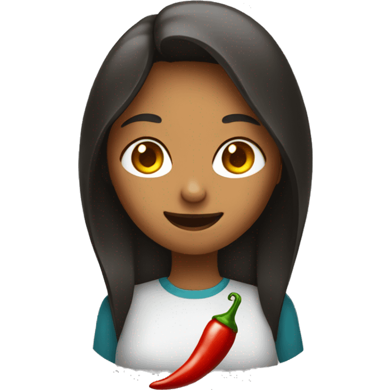 A girl hold chilli emoji