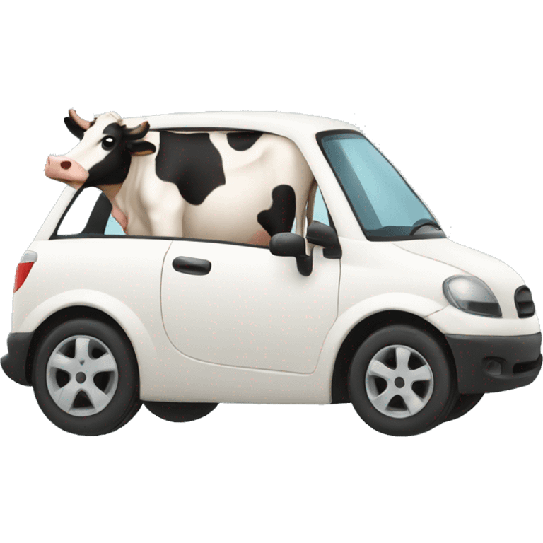 Cow driving a car emoji