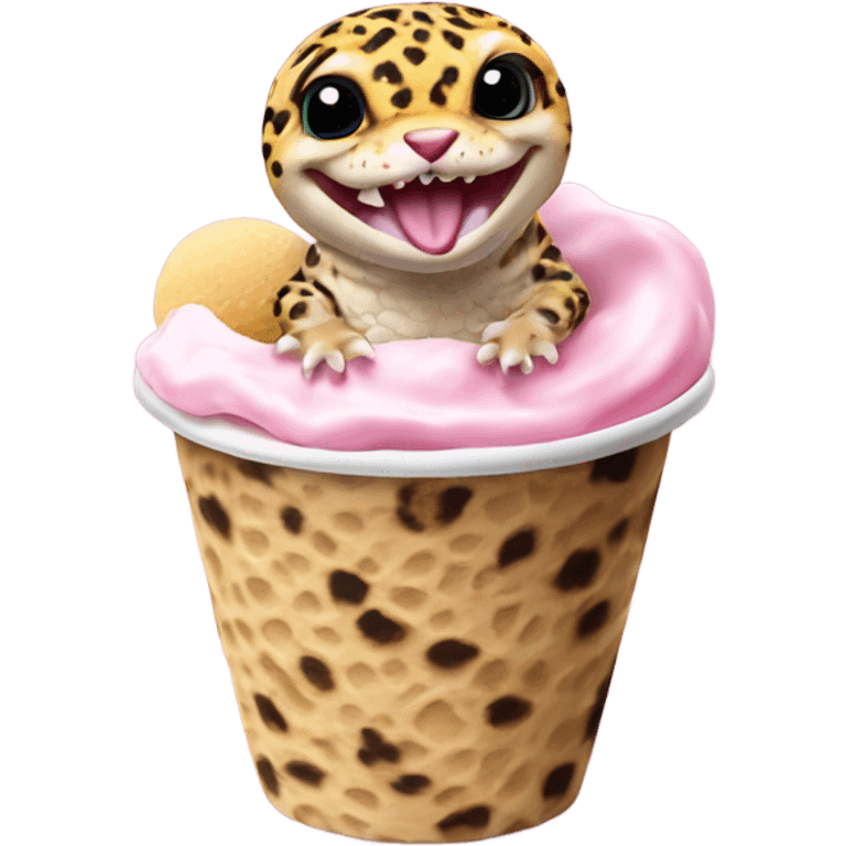 leopard gecko in an ice cream cup emoji