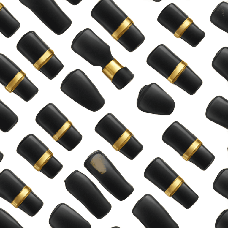 Black nail polish bottle with gold cap emoji