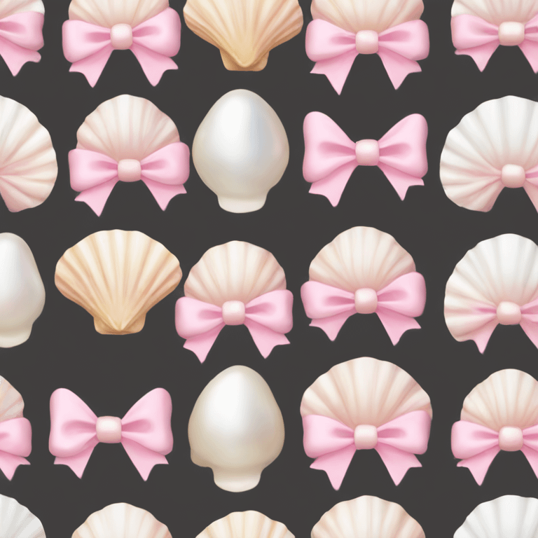 Pearl shell and light pink bow emoji