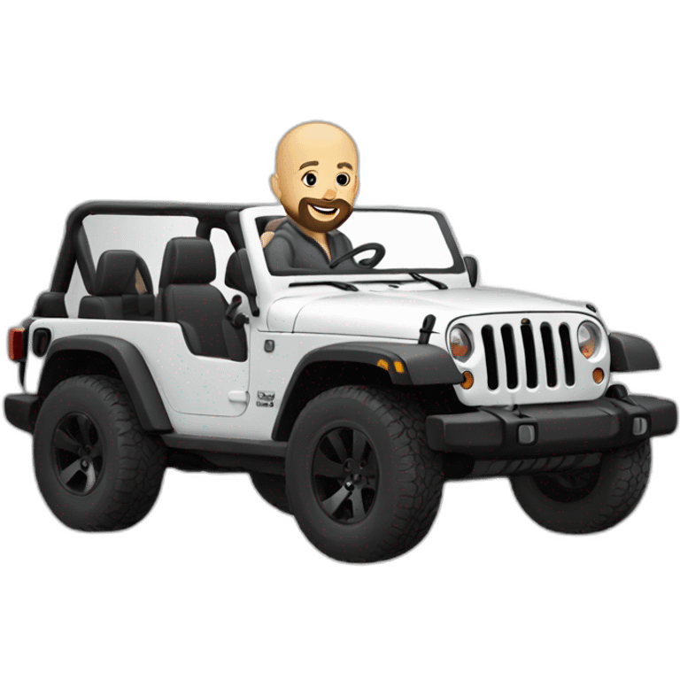 white bald man with beard riding Jeep jk emoji