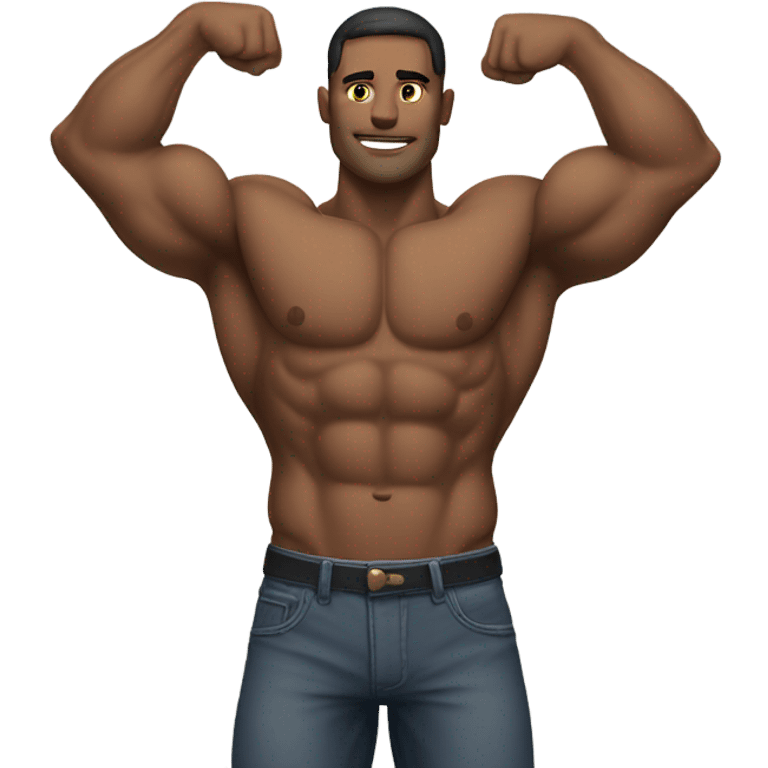 muscle man figure hands behind your head emoji