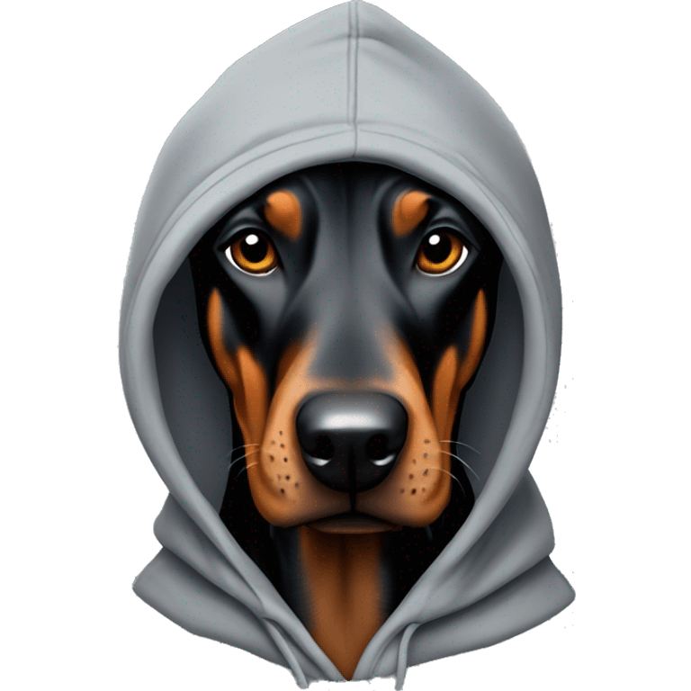 Doberman with hoodie emoji