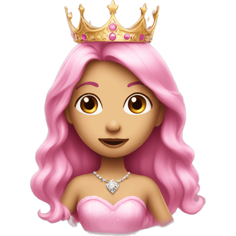 pink princess with crown and princess dress sending a kiss emoji