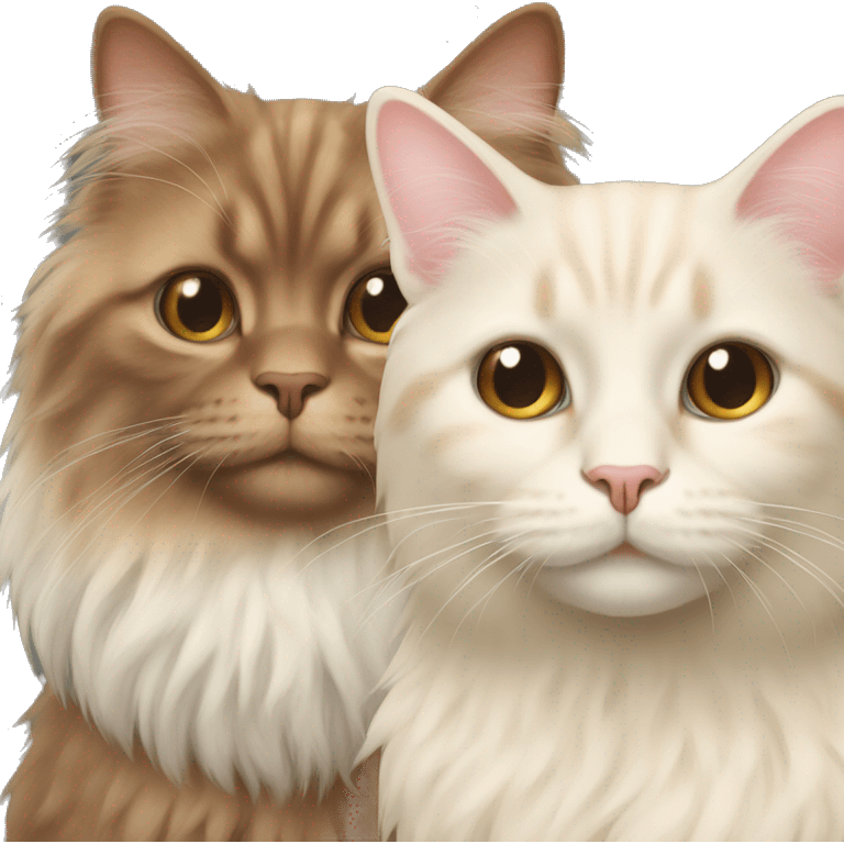 angora brown cat and cream cat emoji