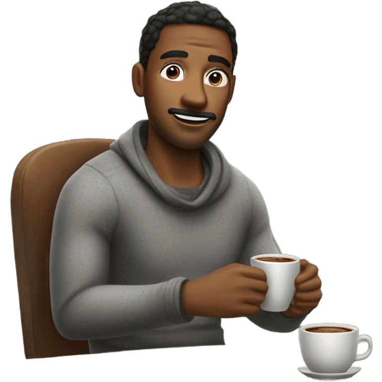 man enjoying coffee indoors emoji