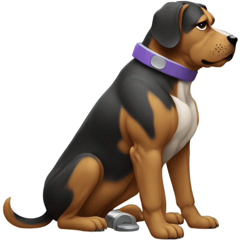 Dog squating weights emoji