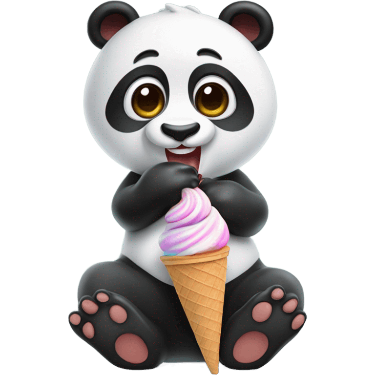 Panda eating ice cream emoji