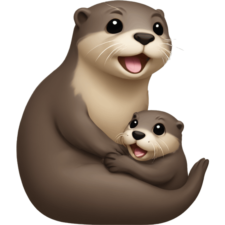 Otter with their baby emoji