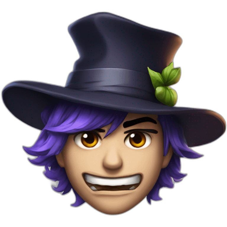 Ace Trappola from Twisted Wonderland with a hat, angry face emoji