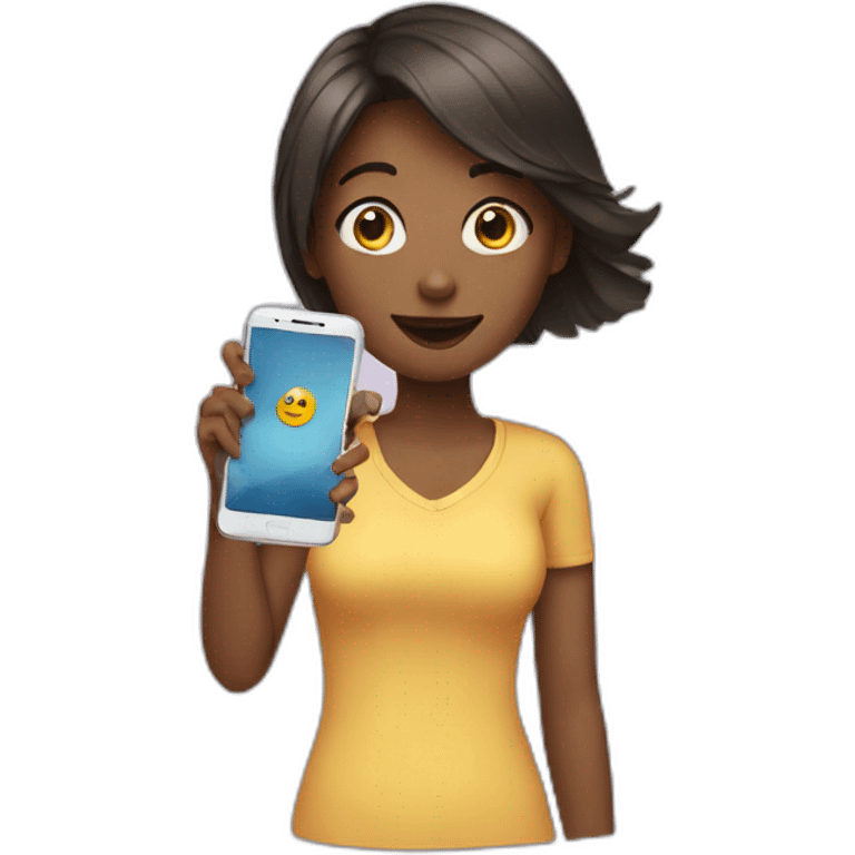 Girl holding a phone emoji