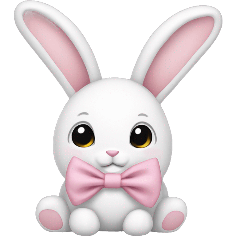 Bunny stuffed animal with light pink bow emoji