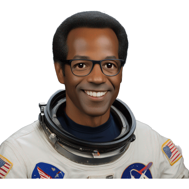  U.S. astronaut Guion S. Bluford, Jr., became the first African American to travel into space, serving as a mission specialist aboard the shuttle orbiter Challenger, and later flew on three other missions. emoji