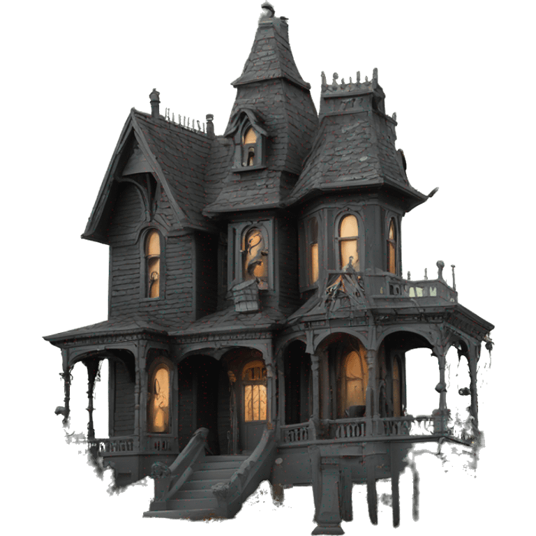 Haunting graveyard field Victorian large mansion birdhouse  emoji