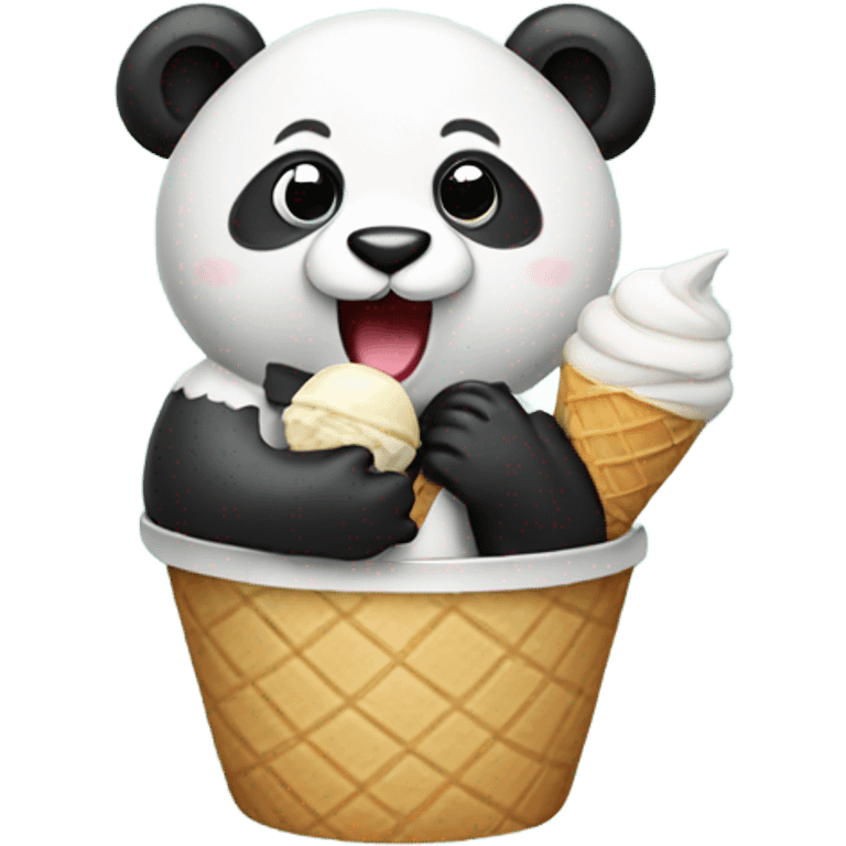 Panda eating ice cream emoji