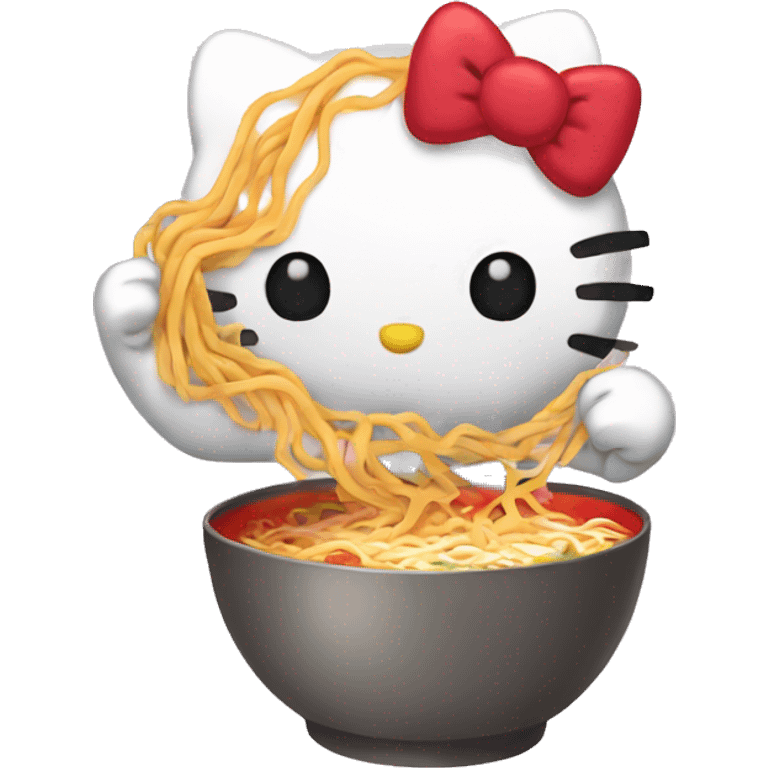 hello kitty eating ramen angry emoji