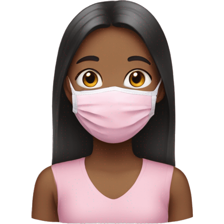 Girl with pink face mask on emoji