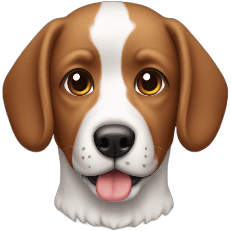 Chien blanc et marron aux oreilles emoji