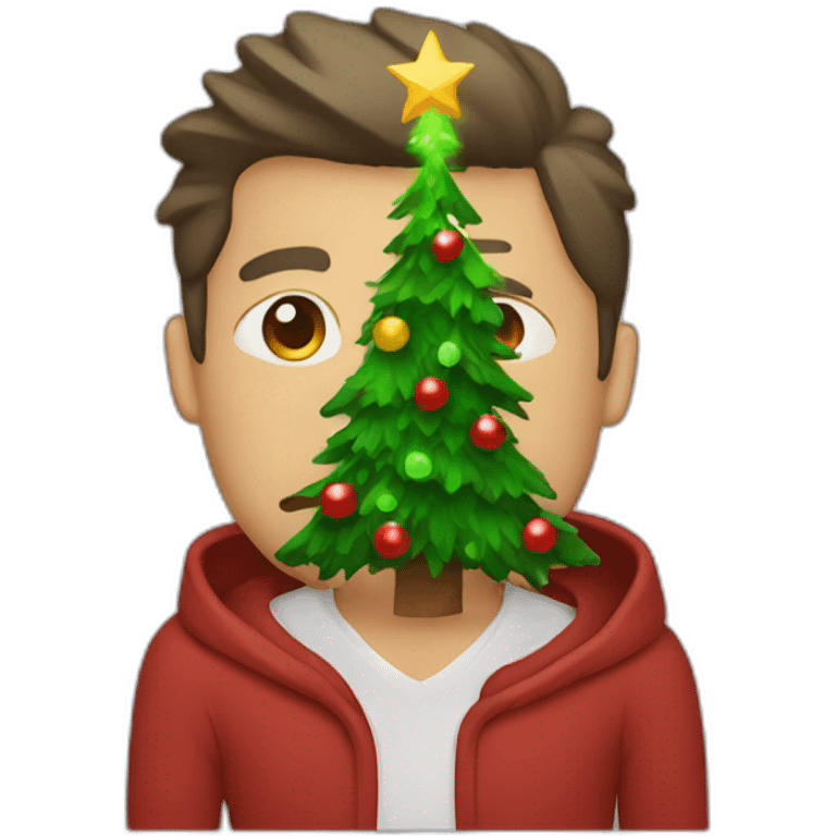 Sick men with Christmas tree emoji