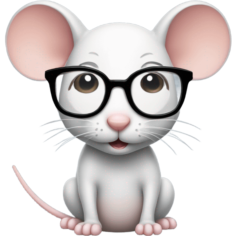 A girl with short hair and glasses but as a cute mouse emoji