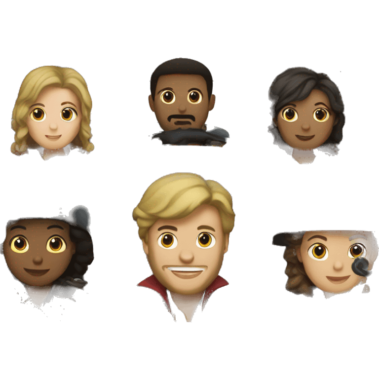 6 musketeers driving a semi, no weapons, diverse, male & female emoji