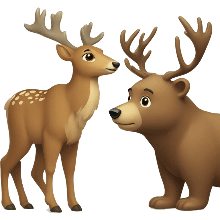 a bear and a deer emoji