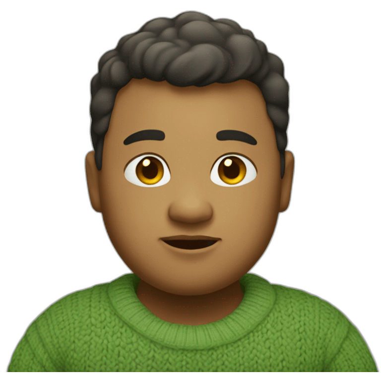 a fat boy with short hair and wearing a green sweater emoji