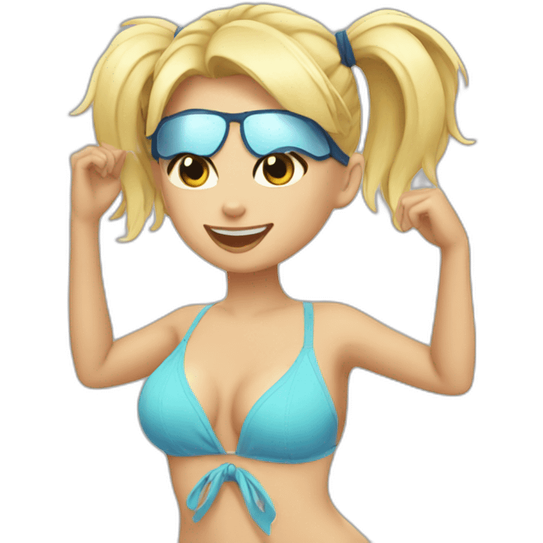 hot catgirl blonde swim suit emoji