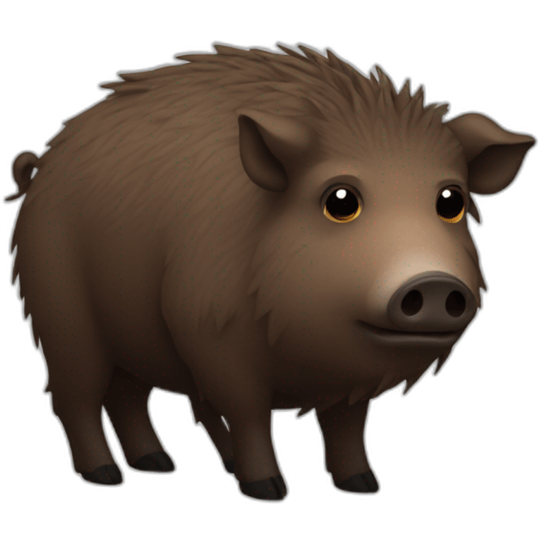 Sad brown boar with stubble in a black winter ha emoji