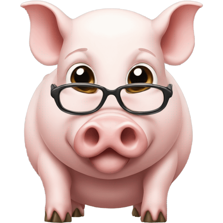 pig with glasses eating rice emoji