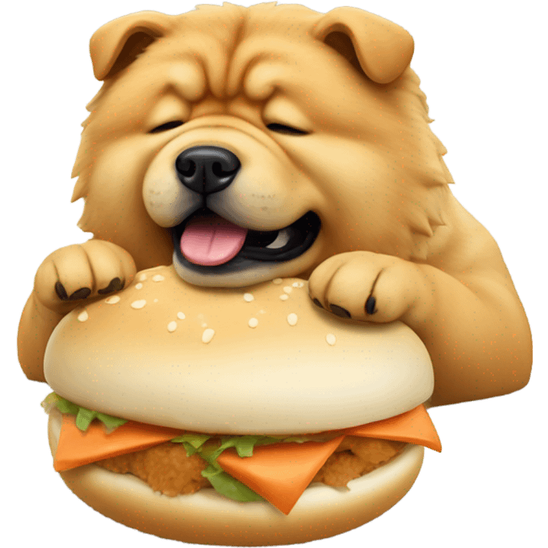 Chow Chow dog eating bao emoji