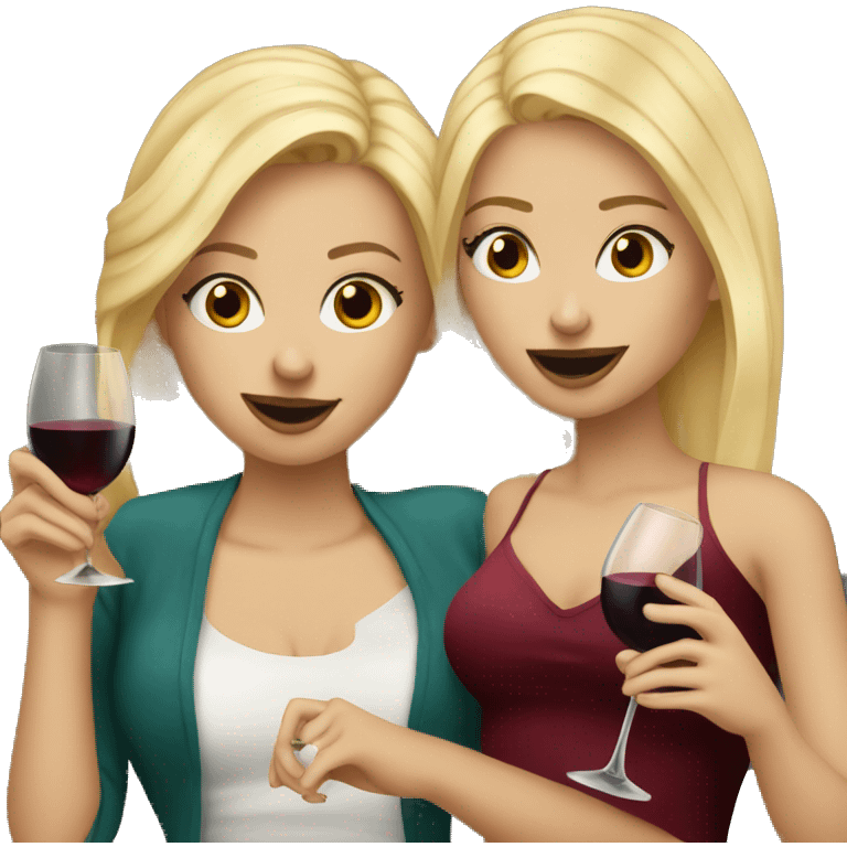 Two beautiful blondes drinking red wine emoji