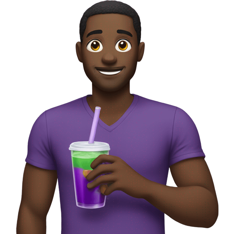 Black guy holding a purple drink emoji