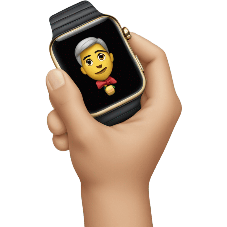 a hand with apple watch emoji