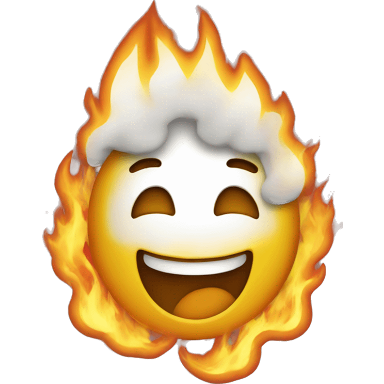 Happy face with fire emoji